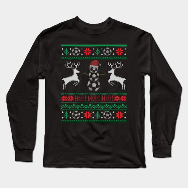 Funny Christmas Soccer Snowman Ugly Christmas Xmas Long Sleeve T-Shirt by mrsmitful01